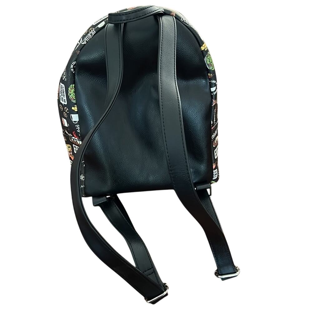 Funko Seinfeld Black Food Print Backpack Purse Faux Leather - Picture 5 of 12